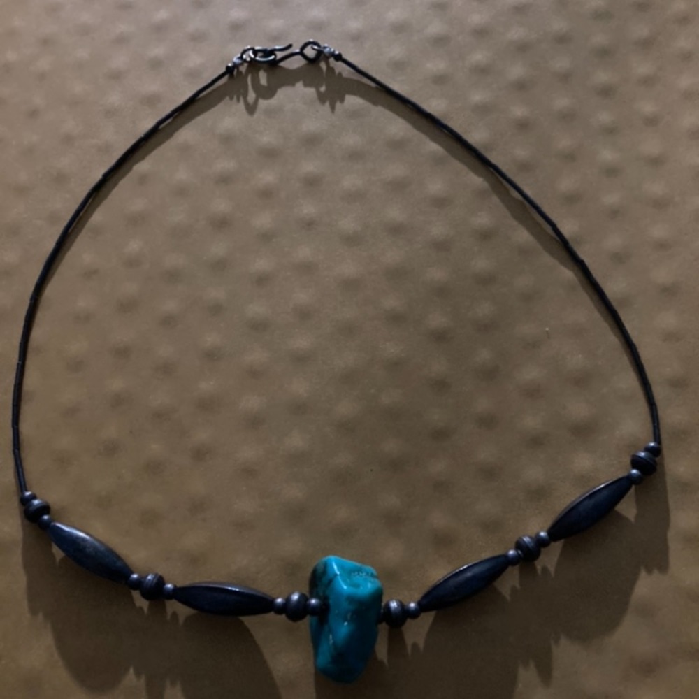 16” Vintage Silver Turquoise Necklace